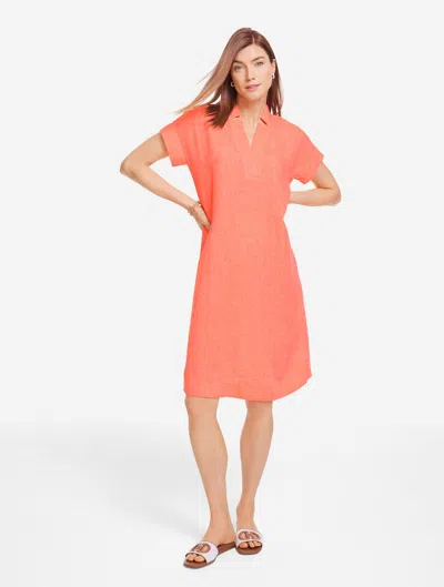 Talbots Plus Petite - Linen Shift Dress - Sunkiss Coral/white - 2x