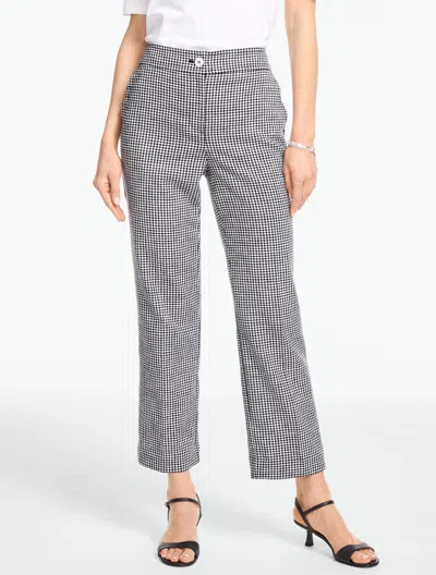 Talbots Plus Petite - Linen Straight Ankle Pants - Beach Gingham - White/black - 22  In Gray