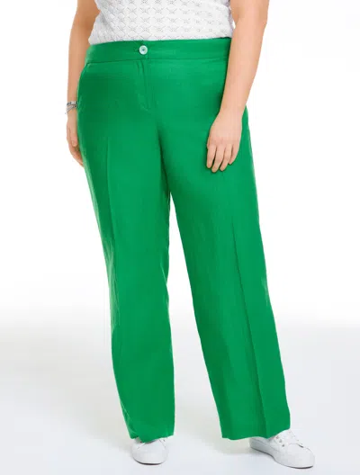 Talbots Plus Petite - Linen Wide Leg Pants - Hillside Green - 18