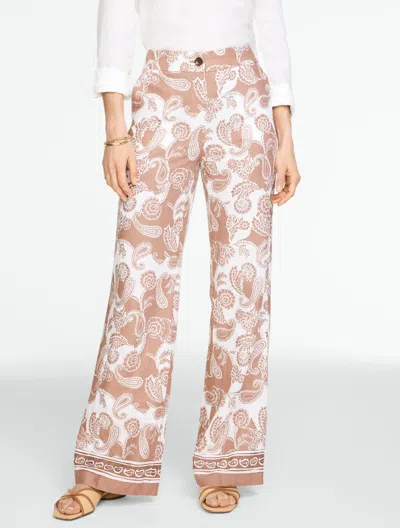 Talbots Plus Petite - Linen Wide Leg Pants - Moroccan Paisley - Branch - 20  In Brown