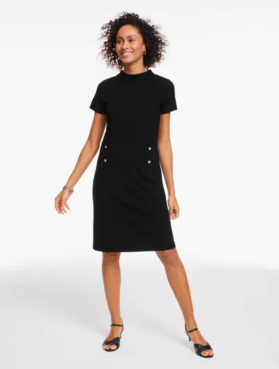 Talbots Plus Petite - Luxe Ponte Short Sleeve Shift Dress - Black - 20