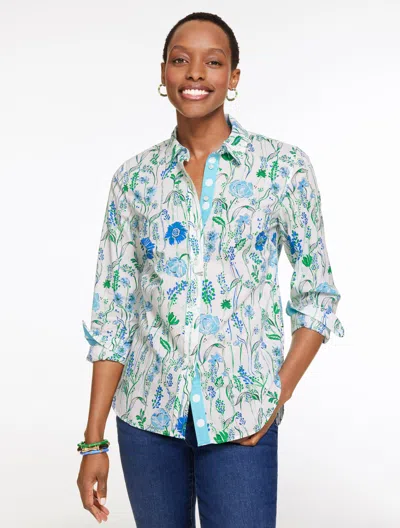 Talbots Plus Petite - Modern Classic Shirt - Lively Wildflower - White - 1x - 100% Cotton