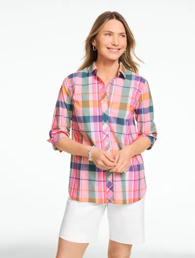 Talbots Plus Petite - Modern Classic Shirt - Picnic Madras - Strawberry Ice - 3x  In Pink