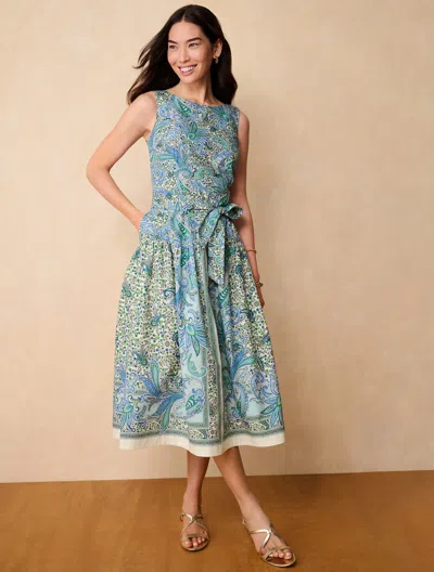 Talbots Plus Petite - Modern Poplin Fit & Flare Dress - Heritage Paisley - Ivory - 22  In White