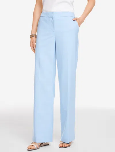 Talbots Plus Petite - Newton Texture Wide Leg Pants - Light Blue - 14