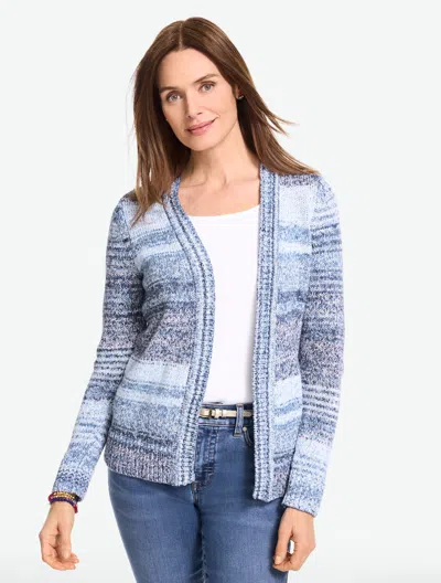 Talbots Plus Petite - Open Front Flag Cardigan Sweater - Vista Blue/dark Navy - 1x