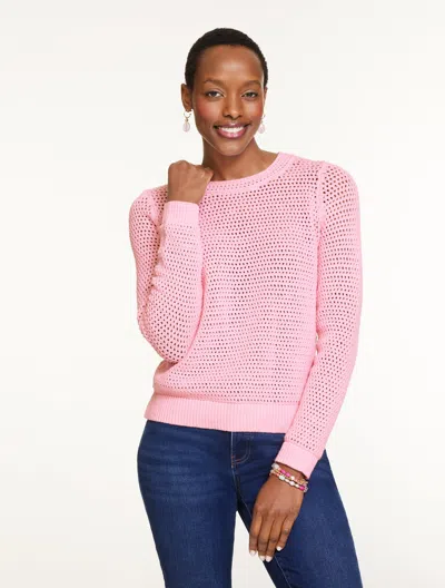Talbots Plus Petite - Open Stitch Crewneck Sweater - Soft Pink - 3x
