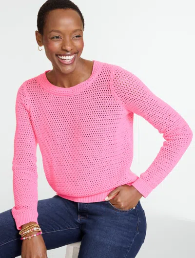 Talbots Plus Petite - Open Stitch Crewneck Sweater - Sunrise Pink - 2x