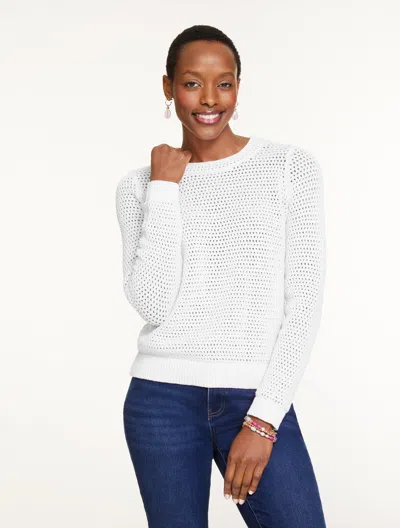 Talbots Plus Petite - Open Stitch Crewneck Sweater - White - 2x