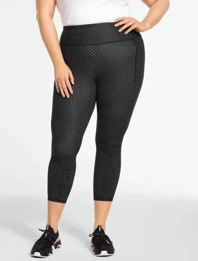 Talbots Plus Petite - Out & About Capri Leggings - Posh Dot - Black/white - 1x