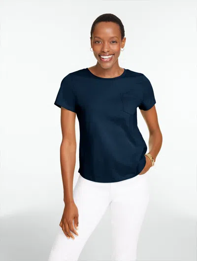 Talbots Plus Petite - Patch Pocket Short Sleeve T-shirt - Blue - 2x - 100% Cotton