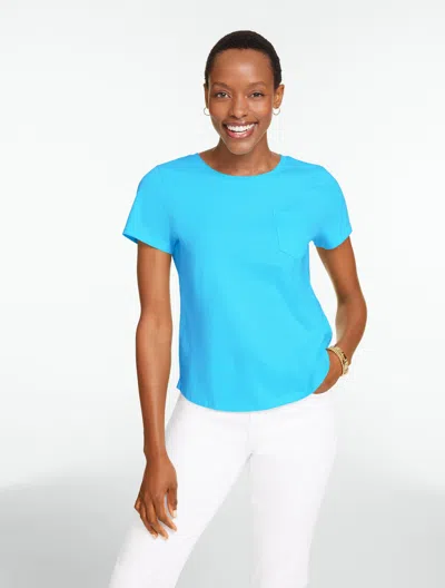 Talbots Plus Petite - Patch Pocket Short Sleeve T-shirt - Blue Jay - X - 100% Cotton