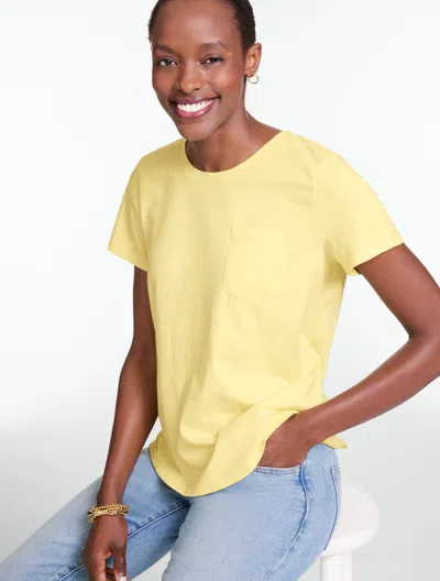Talbots Plus Petite - Patch Pocket Short Sleeve T-shirt - Daisy - 3x - 100% Cotton  In Yellow