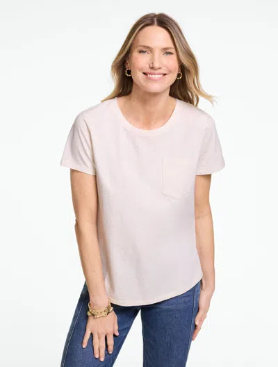 Talbots Plus Petite - Patch Pocket Short Sleeve T-shirt - Natural Heather - 3x - 100% Cotton  In Gray