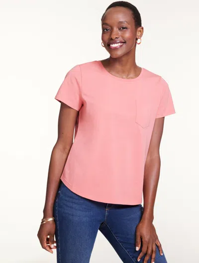 Talbots Plus Petite - Patch Pocket Short Sleeve T-shirt - Strawberry Ice - 2x - 100% Cotton  In Pink