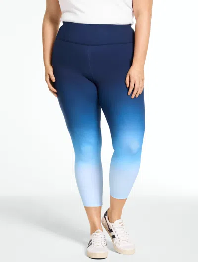 Talbots Plus Petite - Performance Compression Capri Leggings - Ombrã© - Blue - X