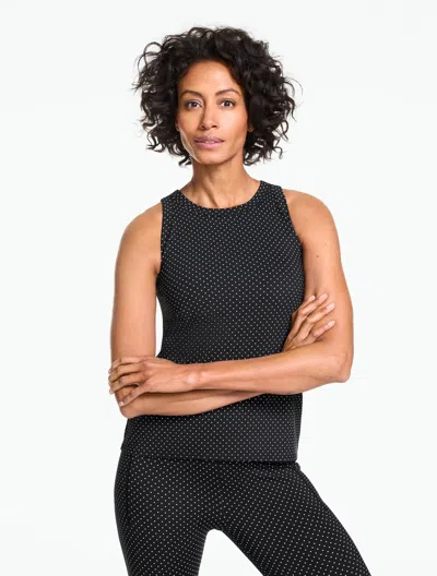 Talbots Plus Petite - Performance Compression Shelf Bra Sleeveless Tank Top - Posh Dot - Black/white - X Tal