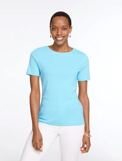 Talbots Plus Petite - Pima Cotton Crewneck T-shirt - Opal Blue - 2x