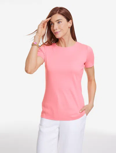 Talbots Plus Petite - Pima Cotton Crewneck T-shirt - Pink Guava - 3x