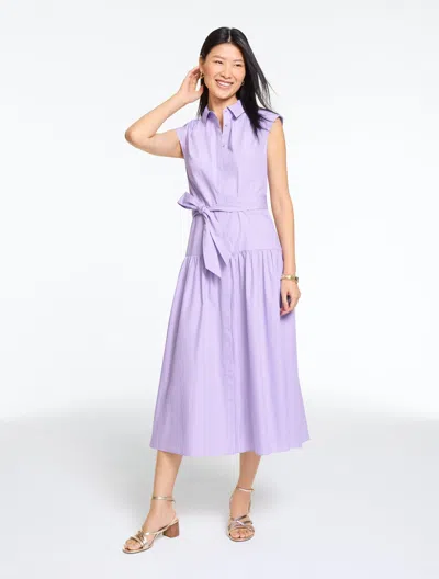Talbots Plus Petite - Poplin Drop Waist Midi Dress - Lavender Dawn - 22 - 100% Cotton
