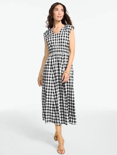 Talbots Plus Petite - Poplin Fit & Flare Midi Dress - Beatrice Gingham - Black/white - 20 - 100% Cotton Talb