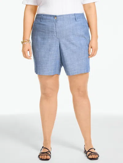 Talbots Plus Petite - Relaxed Chino Shorts - Chambray - Light Blue - 20 - 100% Cotton