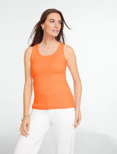 Talbots Plus Petite - Rib Sleeveless Tank Top - Nectarine - 2x  In Orange