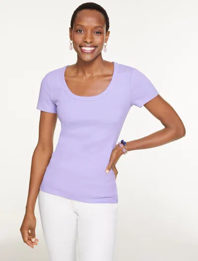Talbots Plus Petite - Ribbed Scoop Neck T-shirt - Lavender Dawn - X