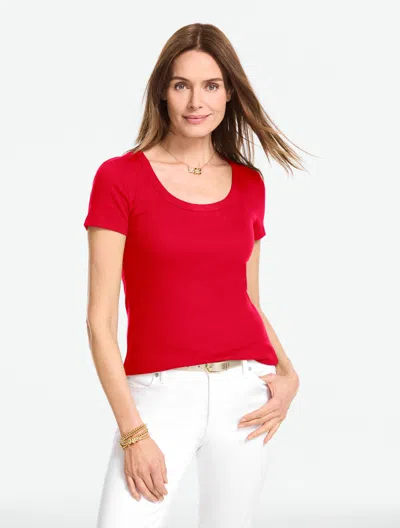Talbots Plus Petite - Ribbed Scoop Neck T-shirt - Red - 3x