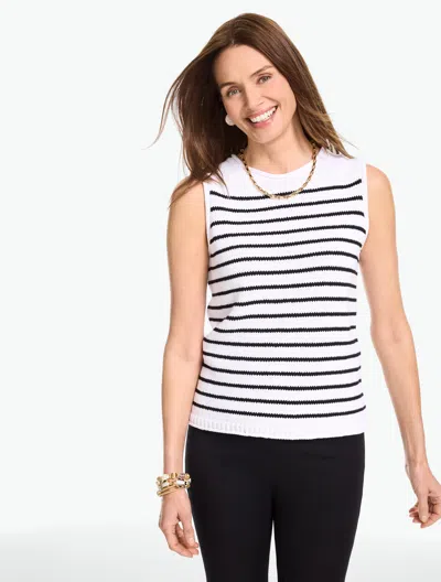 Talbots Plus Petite - Roll Edge Sweater Shell - Stripe - White/black - 1x  In Multi