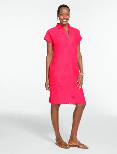 Talbots Plus Petite - Sea Breeze Eyelet Shift Dress - Raspberry - 2x - 100% Cotton  In Pink