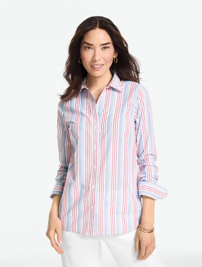 Talbots Plus Petite - Shore Stripe Modern Classic Shirt - Red - 3x