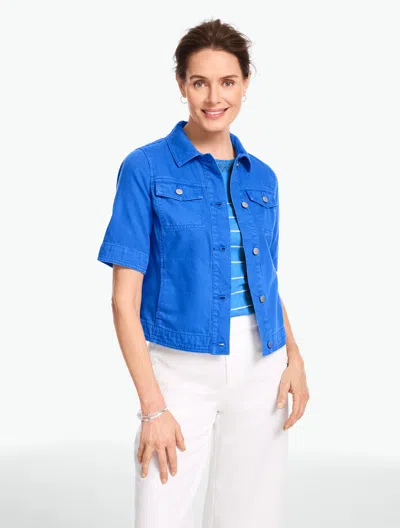 Talbots Plus Petite - Short Sleeve Jean Jacket - Catalina Blue - 3x