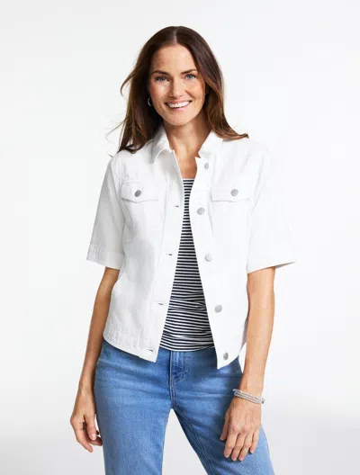 Talbots Plus Petite - Short Sleeve Jean Jacket - White - 2x