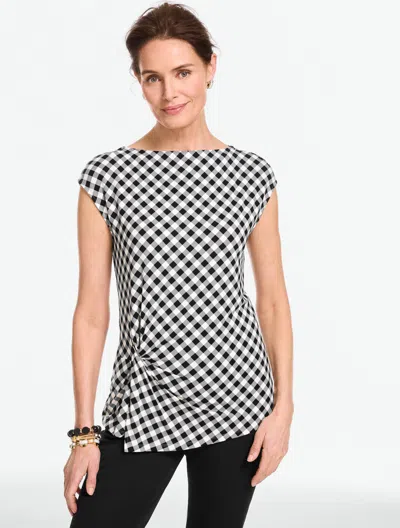 Talbots Plus Petite - Side Twist Sleeveless Shell Top - Gingham - White/black - X  In Multi