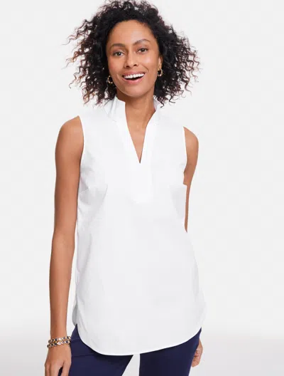 Talbots Plus Petite - Sleeveless Non-iron Tunic Popover Shirt - White - 2x