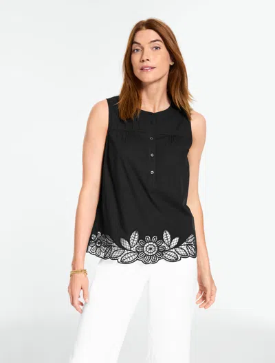 Talbots Plus Petite - Sleeveless Poplin Top - Black - 2x - 100% Cotton