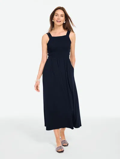 Talbots Plus Petite - Smocked Maxi Dress - Blue - 20  In Black