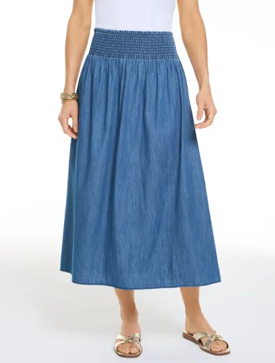 Talbots Plus Petite - Smocked Wasit Denim Skirt - Capitola Wash - 2x - 100% Cotton