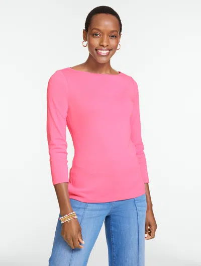 Talbots Plus Petite - Solid Bateau Neck T-shirt Pima Cotton - Sunrise Pink - 2x