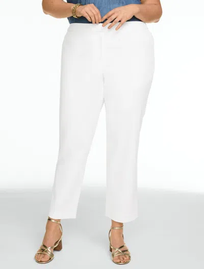Talbots Plus Petite - Straight Ankle Cotton Bi-stretch Pants - White - 22