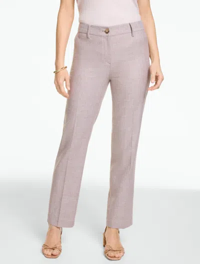 Talbots Plus Petite - Straight Ankle Linen Pants - Branch/white - 20