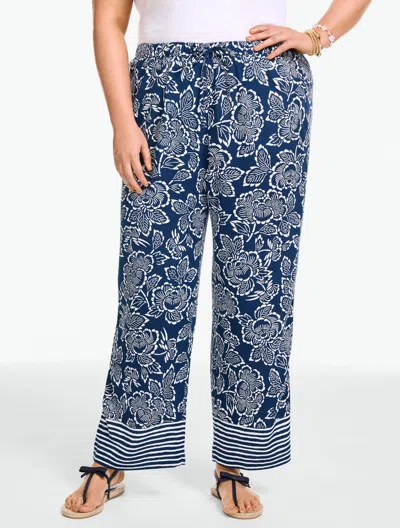 Talbots Plus Petite - Straight Ankle Pull-on Pants - Capri Rose - Ink/white - 3x  In Multi