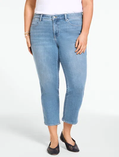 Talbots Plus Petite - Straight Crop Embroidered Lightweight Jeans Â Wave Wash - 18
