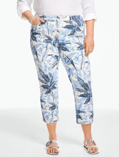 Talbots Plus Petite - Straight Crop Lightweight Jeans - Jungle Toile - Ivory/navy Blue Dusk - 20  In Multi