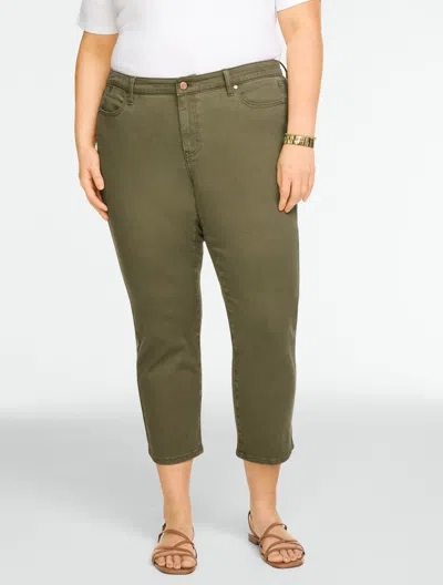 Talbots Plus Petite - Straight Crop Lightweight Jeans - Solids - Burnt Olive - 22  In Brown