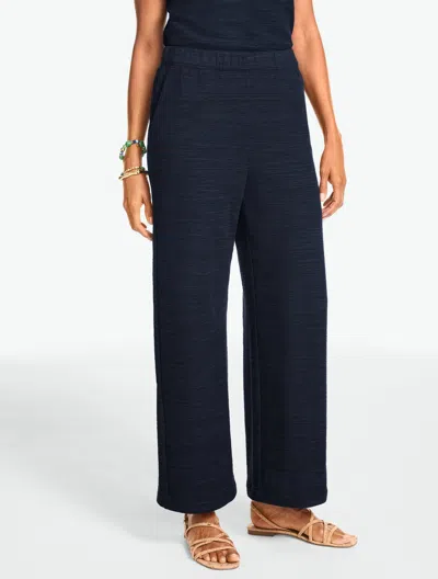 Talbots Plus Petite - Straight Leg Jacquard Pants - Blue - 1x
