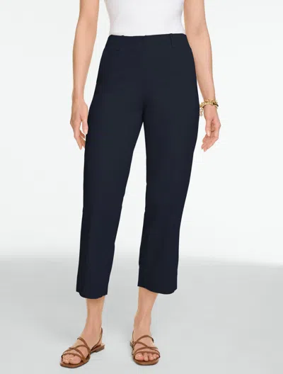 Talbots Plus Petite - Stretch Linen Straight Crop Pants - Blue - 18
