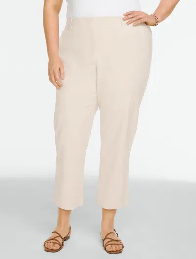Talbots Plus Petite - Stretch Linen Straight Crop Pants - Oat - 20  In Brown