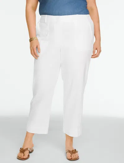 Talbots Plus Petite - Stretch Linen Straight Crop Pants - White - 20